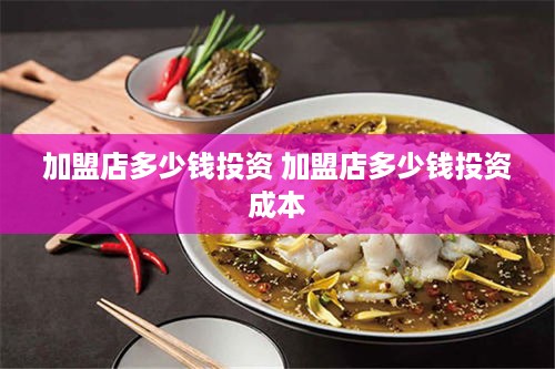加盟店多少钱投资 加盟店多少钱投资成本