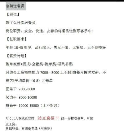餐饮品牌配送员招聘要求一览表