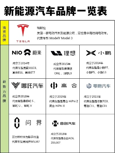 全球电动汽车品牌概览