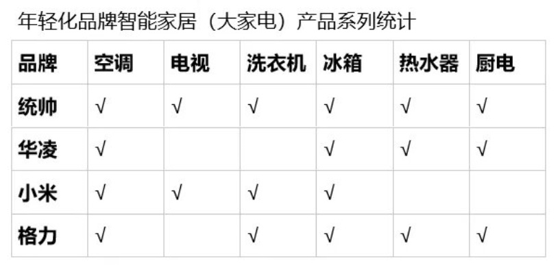 年轻化家电子品牌汇总