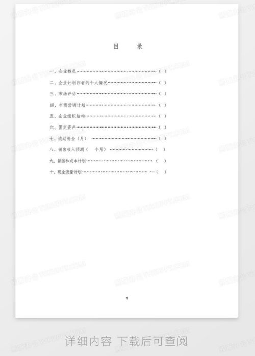 创业企划书的格式详解与实例解析