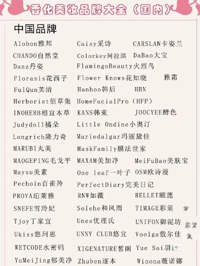 化妆品品牌大盘点
