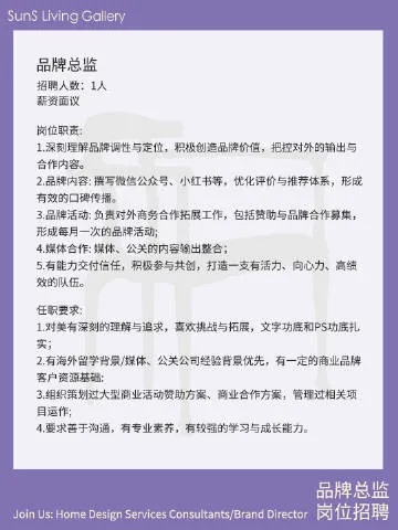 家居品牌总监招聘信息
