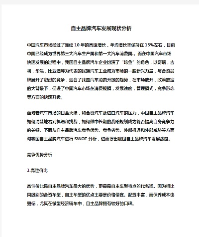 汽车品牌现状分析